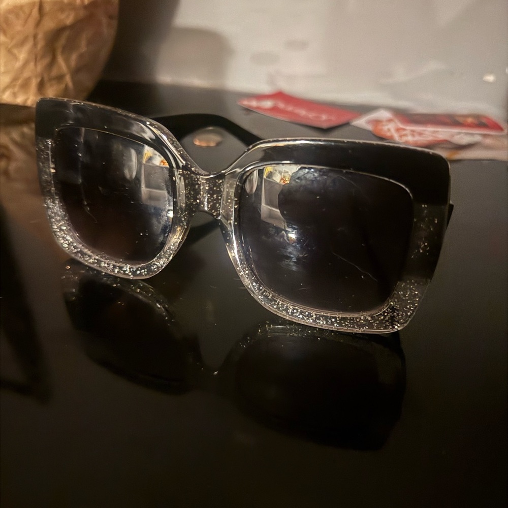 Black and Silver Glitter Sunglasses Jessica Simpson